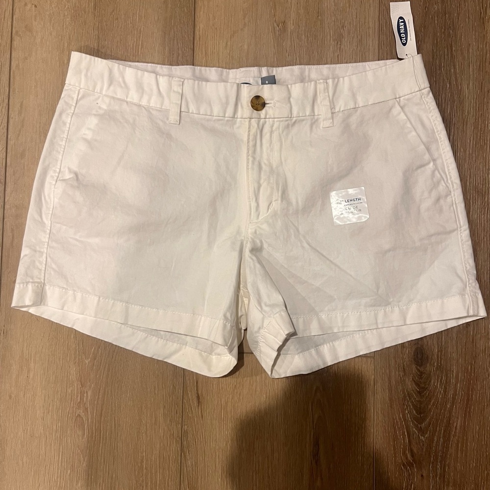 Old Navy Basic Navy Women's White Shorts Size 8 NWT
